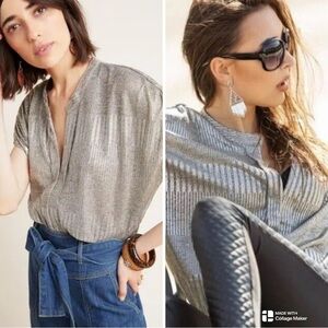 Anthropologie Bishop + Young metallic top